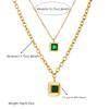 Gold Square Emerald Cz Jewelry Set Necklace Bracelet Hoop Earrings
