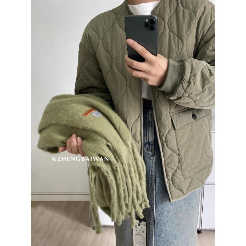 Crain blauer Schal Damen Winter vielseitig verdickt einfarbig Schal Mohair Premium warmer Schal