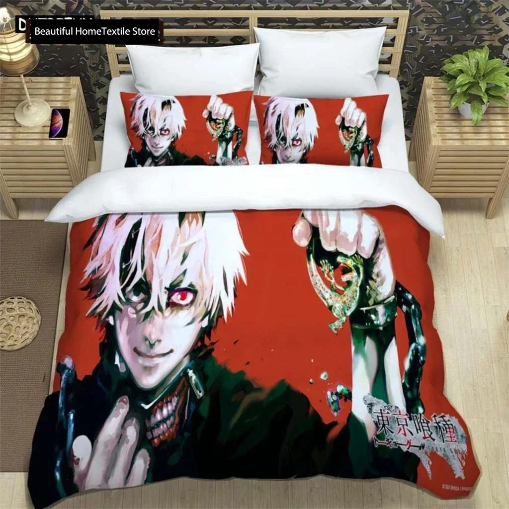 Japanische Mode Anime Digitaldruck Polyester Bettwäscheset für Jungen und Mädchen, Jugendbettwäscheset, Geschenk für Paare