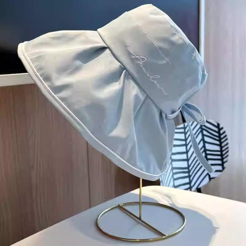 2024 New Fisherman Hat Women's Summer Sun Hat Black Jelly Uv Protection Big Brim Face-shielding Sun Hat