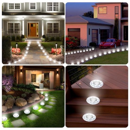 4 Pièces Lumières Solaires de Sol Éclairage Paysager pour Texture Diamant Encastrables Jardin Cour Chemin