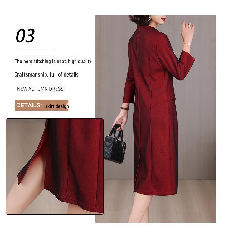 Elegant Rhinestone Two-Piece Dress for Women - 2025 Autumn/Winter Mother-in-Law Wedding Banquet Formal Dress