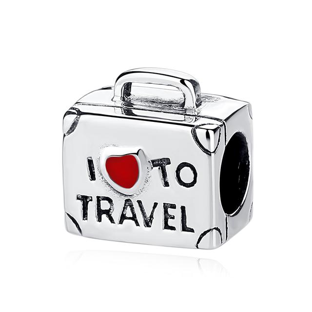 Original 925 Sterling Silver Charm Bead Travel London Bus Motorcycle Suitcase Charms Fit Fashion Bracelets Women Diy Jewelry