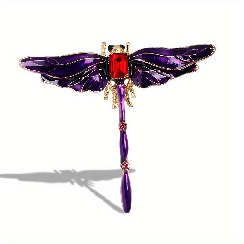 

Vintage Exquisite Dragonfly Enamel Crystal Badges Pin For Women Men Classic Unisex Drip Oil Insec Brooch Buckles фиолетовый