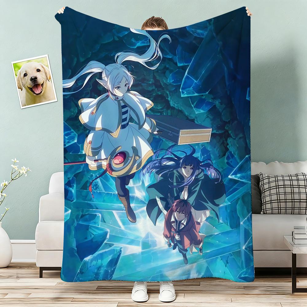 Anime FriERen Throw Lightweight 240g Flannel Blanket Soft Skin-friendly for Summer Cooling 75x90cm