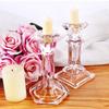 Vintage Glass Candle Holder Romantic Durable Roman Column Candlestick Non-slip Transparent Clear Glass Candlestick