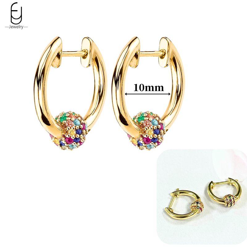 925 Silver Ear Buckles Fashion Hoop Earrings Colorful Crystal Pendants Gold Earring Premium Luxury Women's Jewelry Gift