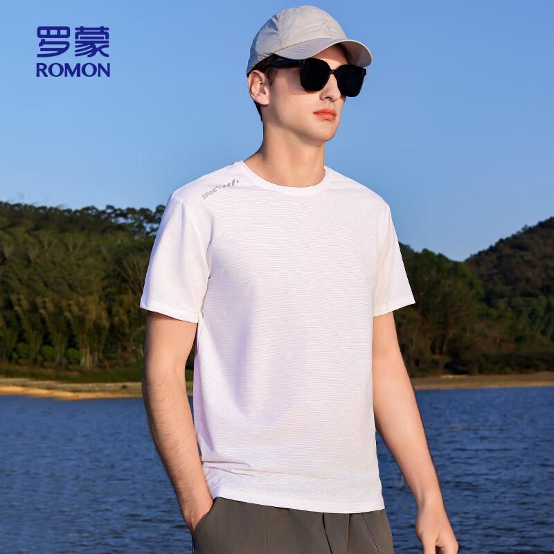 ROMON Men's 3A Antibacterial Ice Silk Quick-Dry Jacquard T-Shirt