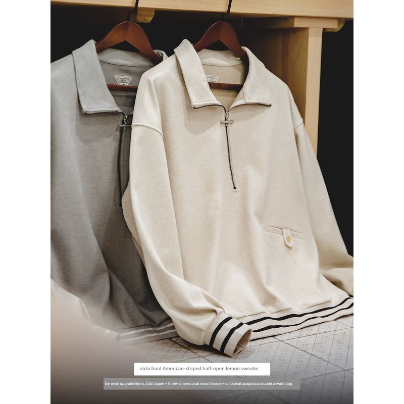 Madden Retro Half Zipper Sweatshirt College Pullover Parka