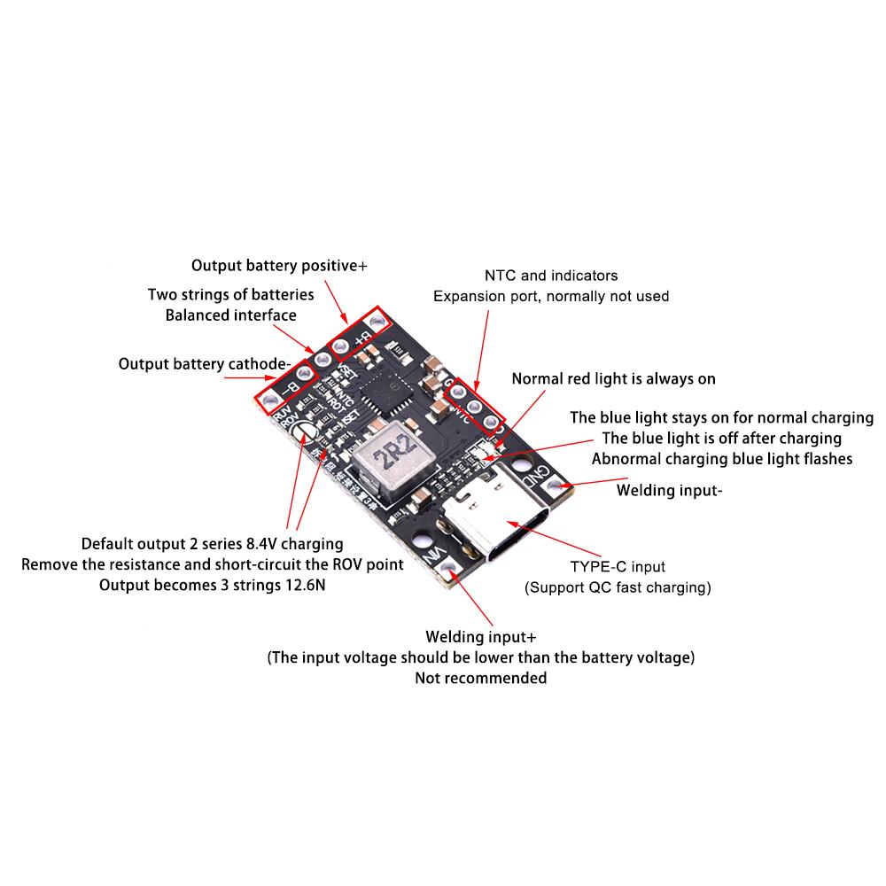 Ladeentlade-integriertes Modul 3,7 V 4,2 V für 18650 Lithium-Batterieladung Boost Mobile Power Schutz PCB-Platine Modul