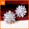 Huitan Aesthetic Crystal Flower Stud Earrings Women for Engagement Wedding Party Female Ear Fashion Jewelry with Brilliant CZ