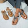 Fashion Lucyever Summer Clip Toe Bohemia Sandals Women 2024 Fashion Shiny Crystal Flat Sandalias Woman Non Slip Sole Beach Sandles Mujer