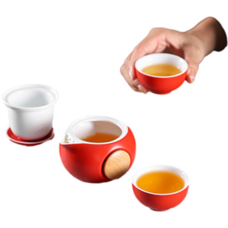 

WSY Auspicious Red Ceramic Portable Tea Set