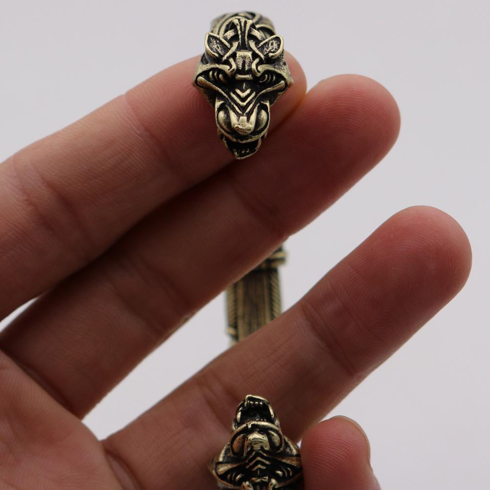 Mythical Pirate Viking Open Cuff Bracelet With Wolf Head Vintage Jewelry