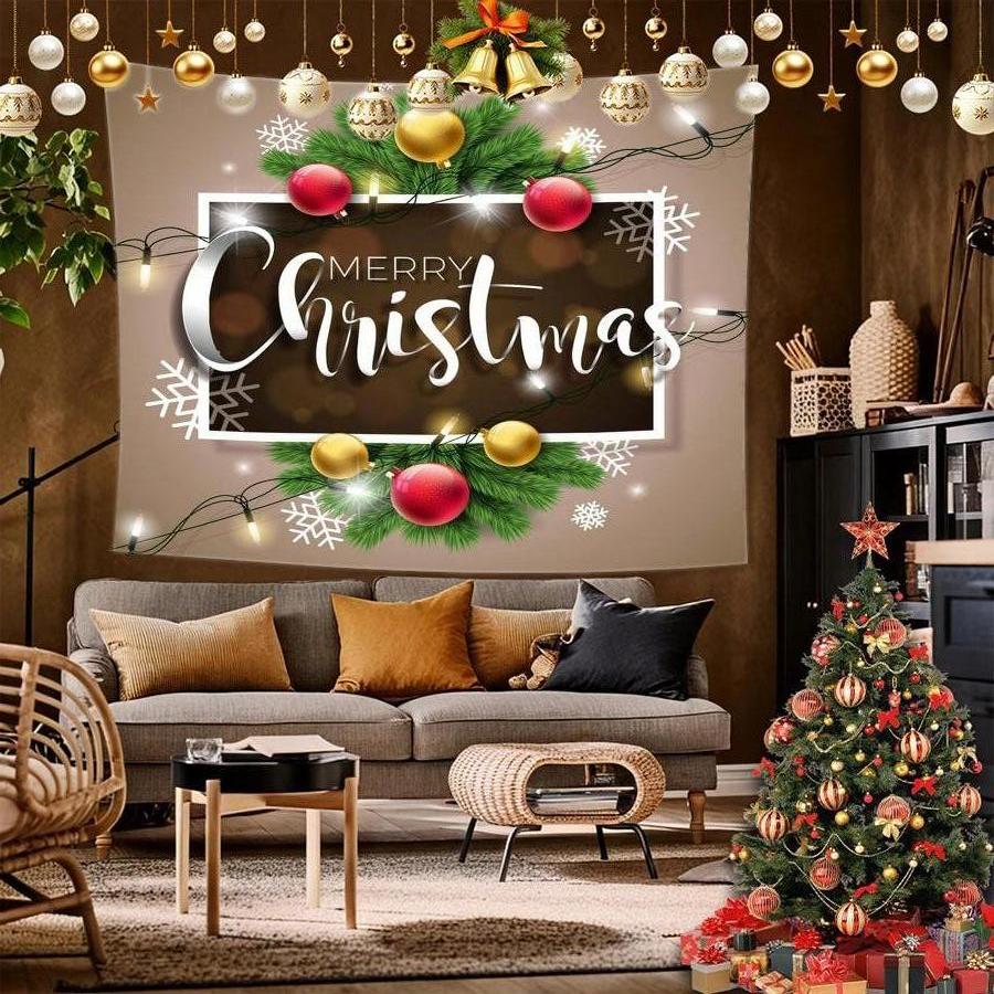 Merry Xmas New Year Background Cloth Hanging Cloth Bedroom Bedside Decorative Wall Cloth Rental Dormitory Tapestry