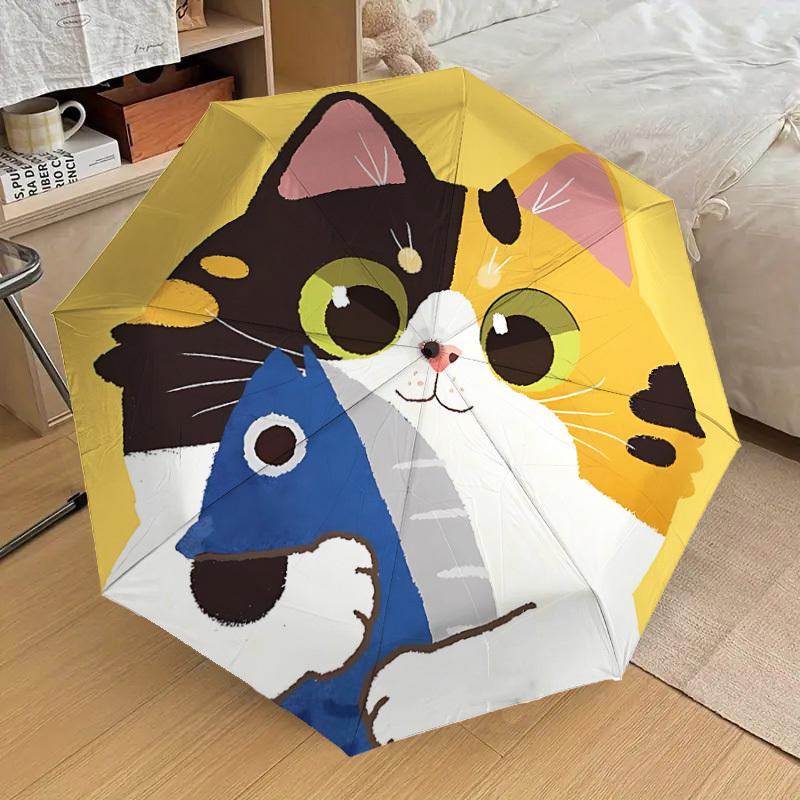 1PC Cat Fish Automatic Folding Umbrella - Compact 8-Rib Design, Durable Plastic & Iron, Lightweight for Outdoor Daily Use, Festive Gift073