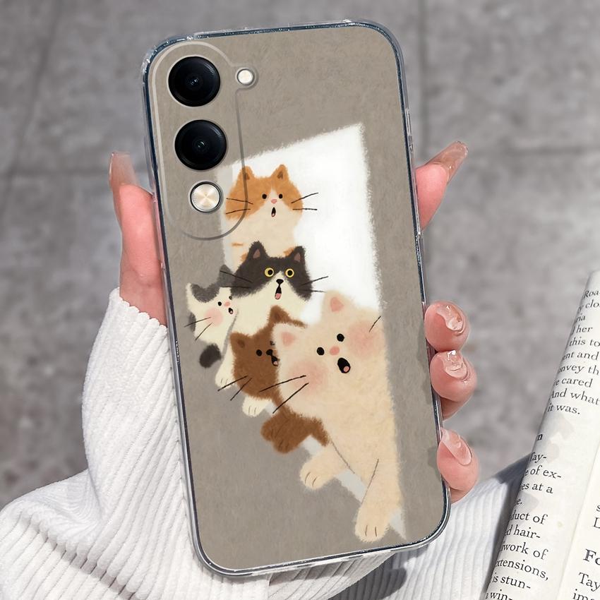Fashion Casing For Vivo Y04 Y02 Y02a Y02s Y400 Pro X200 Ultra X200s Phone Case Lovely Cat Panda Shell Transparent TPU Soft Silicone Shockproof Housing
