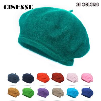 Women Girl Beret Warm Wool Winter Beanie Hat Cap Vintage Plain Beret Hats Solid Color Elegant Lady Winter Caps Dropshipping