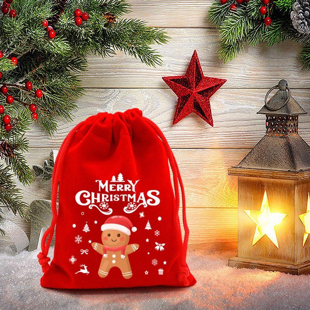 5/10pcs Drawstring Pouch Christmas Velvet Bags Jewelry Packaging Storage Bag  For Christmas