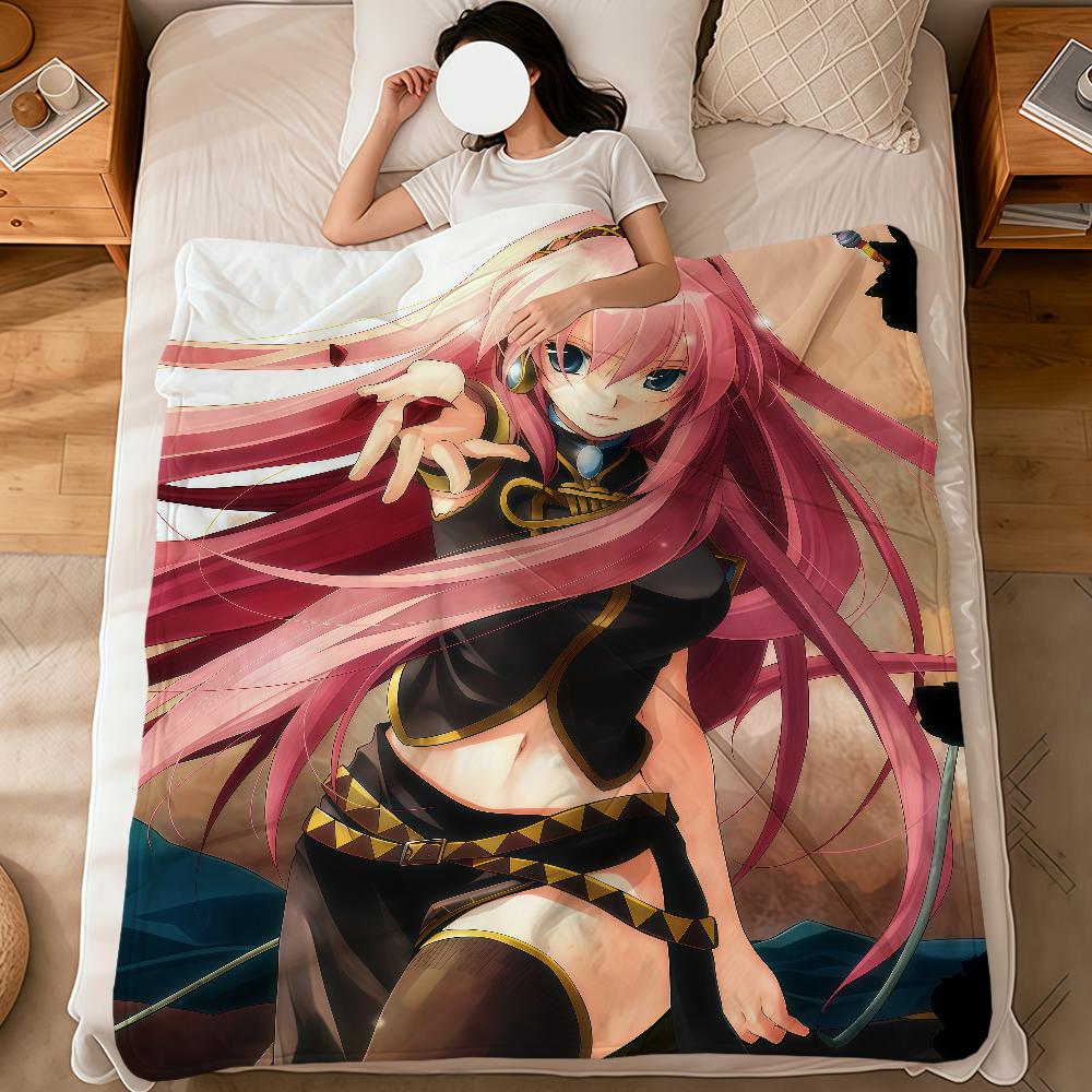 Anime Girl Cute Virtual Singer m-Megurine L-Luka Soft Warm Plush Blanket Dormitory Sofa Living Room Hogar Bedroom Gift Nap Home