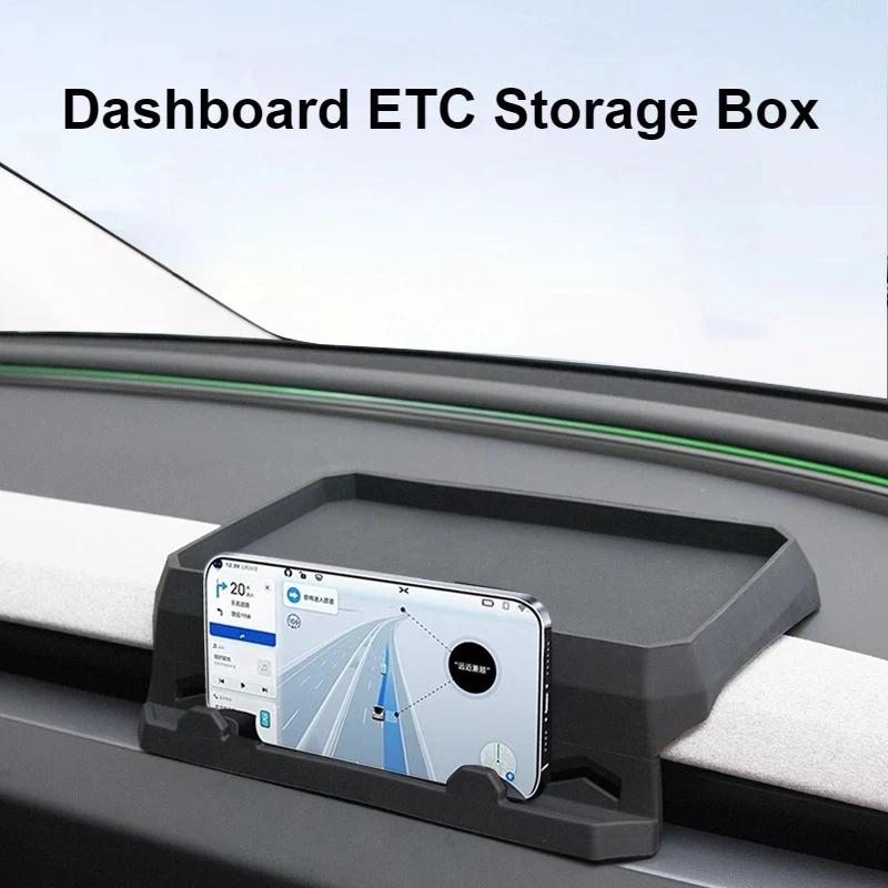 For Tesla Model Y Juniper Model 3 Dashboard ETC Storage Box Center Console Mobile Navigation Tray Holder Storage Car Accessories