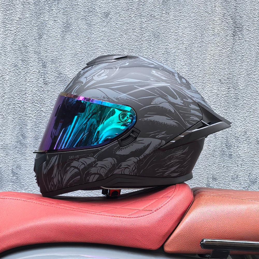 DOT Full Helmet Double Mirror Helmet Men's Four-season Universal Hard Hat Female Knight Locomotive Double Lens