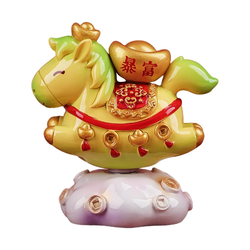 

2026 Horse Statue New Year Feng Shui Tabletop Ornament Resin Rotatable Cartoon Ornament Mascots Chinese Spring Festival Decor зелений