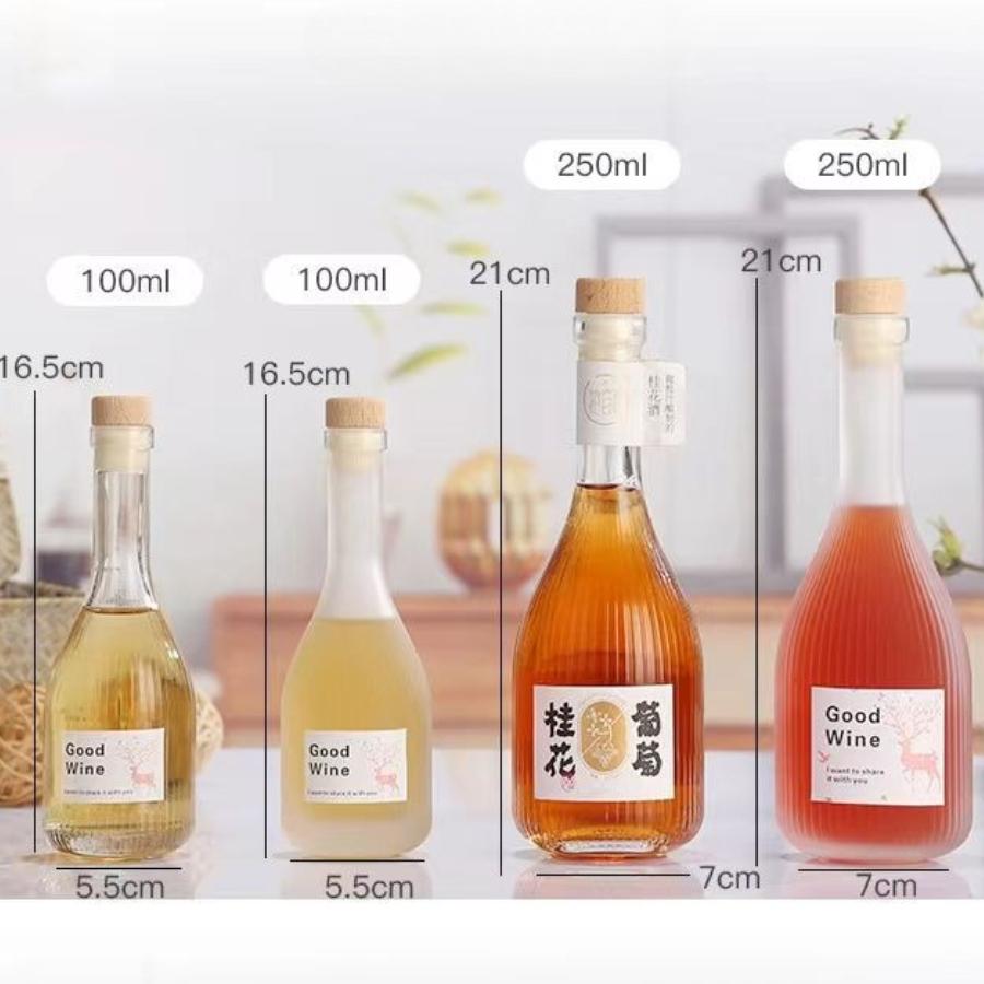 Mini Liquor Bottles 100/250ml Glass Spirit Bottles Alcohol Shot Bottles Juice Bottle Glass Empty Bottle Bottle With Sealing Cork