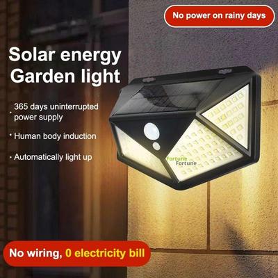 100 Led Solar Wall Lights Pir Motion Sensor Wall Light Outdoor Waterproof Ip65 Solar Powered For Fence Post Yard Pathway