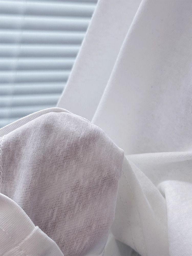 Women's White Cartoon Retro Pure Cotton Loose T-shirt