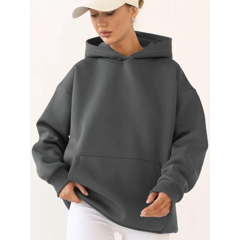 European and American New Loose Casual Hood Long sleeve Pocket Hoodie Top Loose Casual Hooded Top