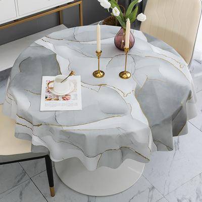 140Cm Round Pvc Tablecloth Nordic Waterproof Oil-proof Tablecloth Printing Plastic Coffee Table Mat Dining Table Do Not Wash