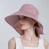 Women Snap Fastener Big Brim Hat Protection Visors Bucket Hat Sunscreen Fisherman Hats Outdoors Fishing Cap Ponytail Sun Hat