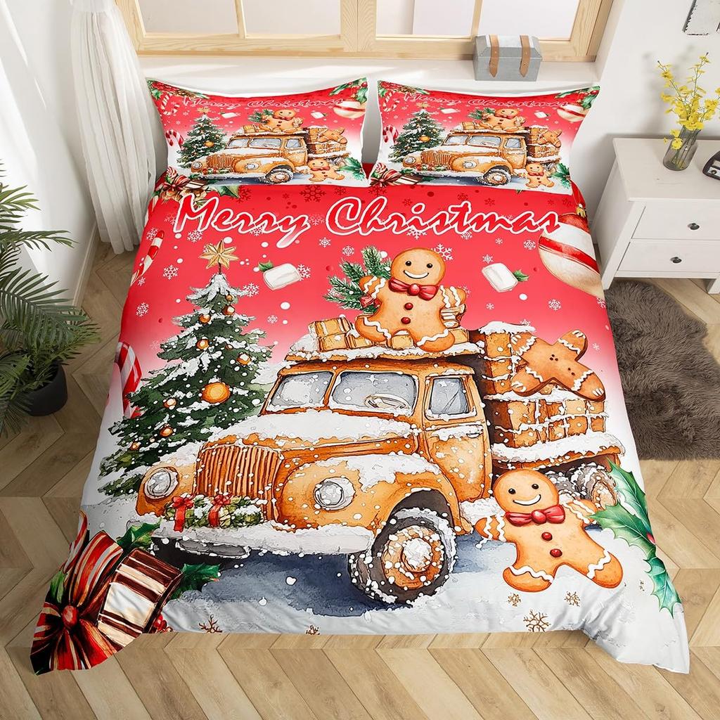 Gingerbread Duvet Cover Sets for Kids Queen Quilt Covers Lightweight Down Bedroom Decor 2 Pillowcases 1 Duvet Cover No Comforter
