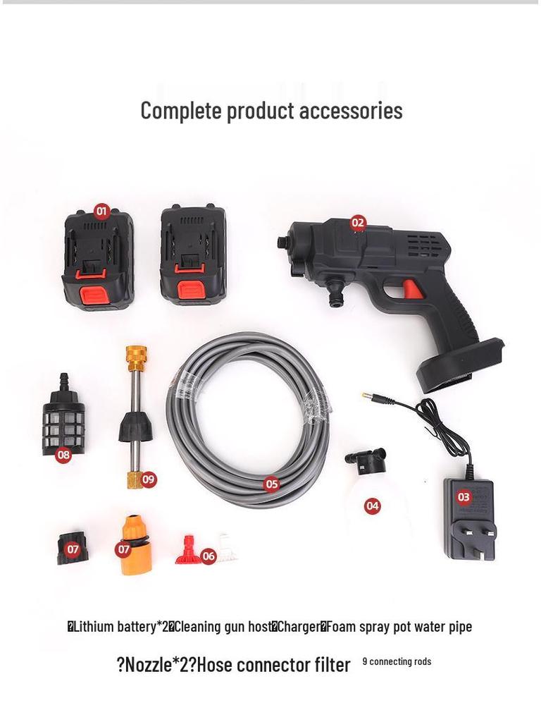 Rechargeable Portable High-Pressure Car Wash Gun with Lithium Battery
