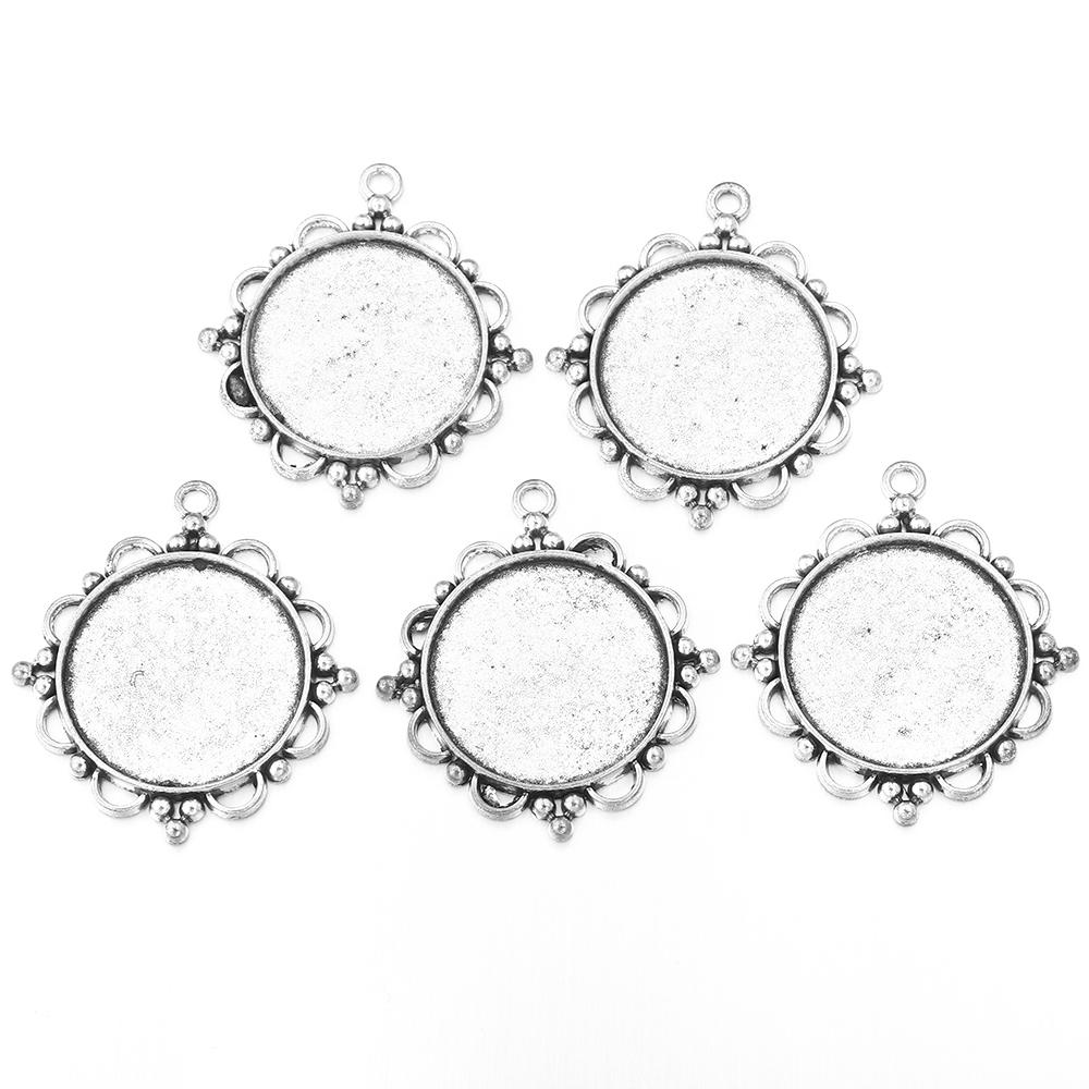 5-10pcs/lot Vintage Necklace Pendant Setting Cabochon Base Tray Bezel Blank For Pendants Cabochons Jewelry Making Accessories