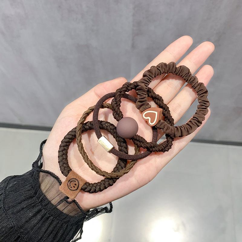 

5/10 шт./Набор Простые шармы в виде сердечек Резинка для волос Без повреждений Эластичные плетеные резинки для волос Веревки Женщины Девушки Держатель для хвостика Резинка