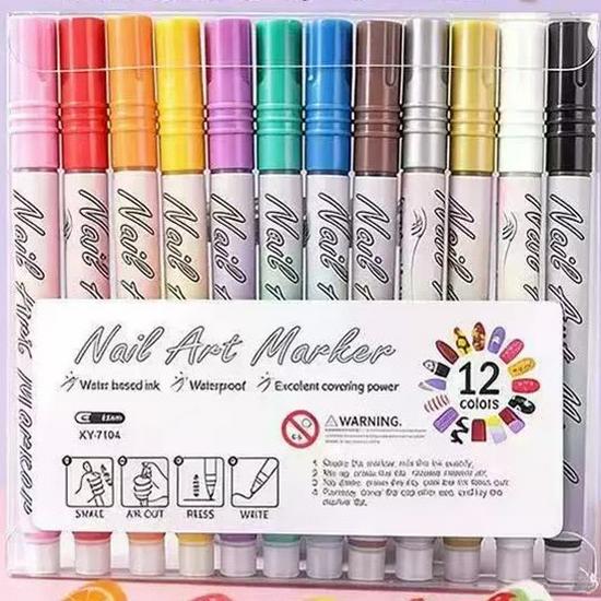 12-Color Acrylic Manicure Art Pen Set – Quick-Dry Graffiti & DIY Nail Liner