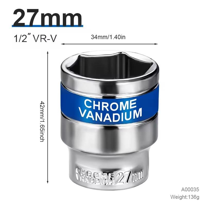 8-32mm 1/2" Drive Deep Impact Socket Set Drive Metric Wrench Socket Deep Impact Socket Pneumatic Wrench Head Tire Removal Tools