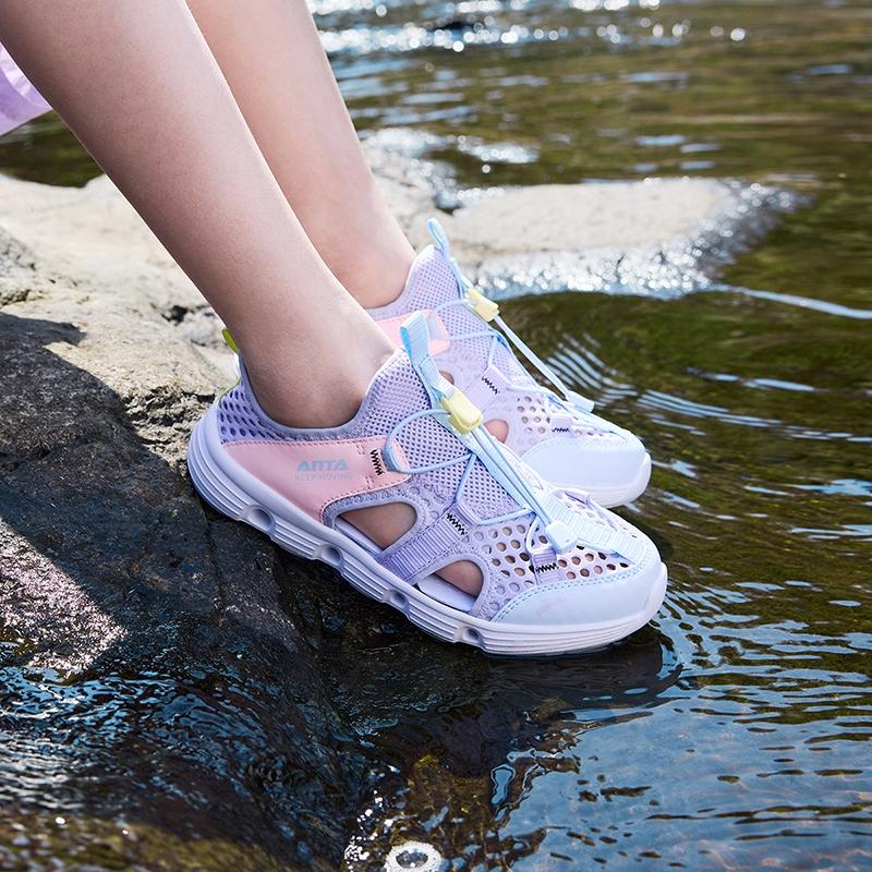 Anta Kids Trendy Fashion Comfortable Versatile Outdoor Beach Shoes Men Sandals Cold-Purple Ice-Cream-Pink Frozen-Blue A322426906-6
