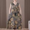 Abito estivo elegante da donna taglie forti, abito lungo senza maniche ampio, abbigliamento vintage femminile
