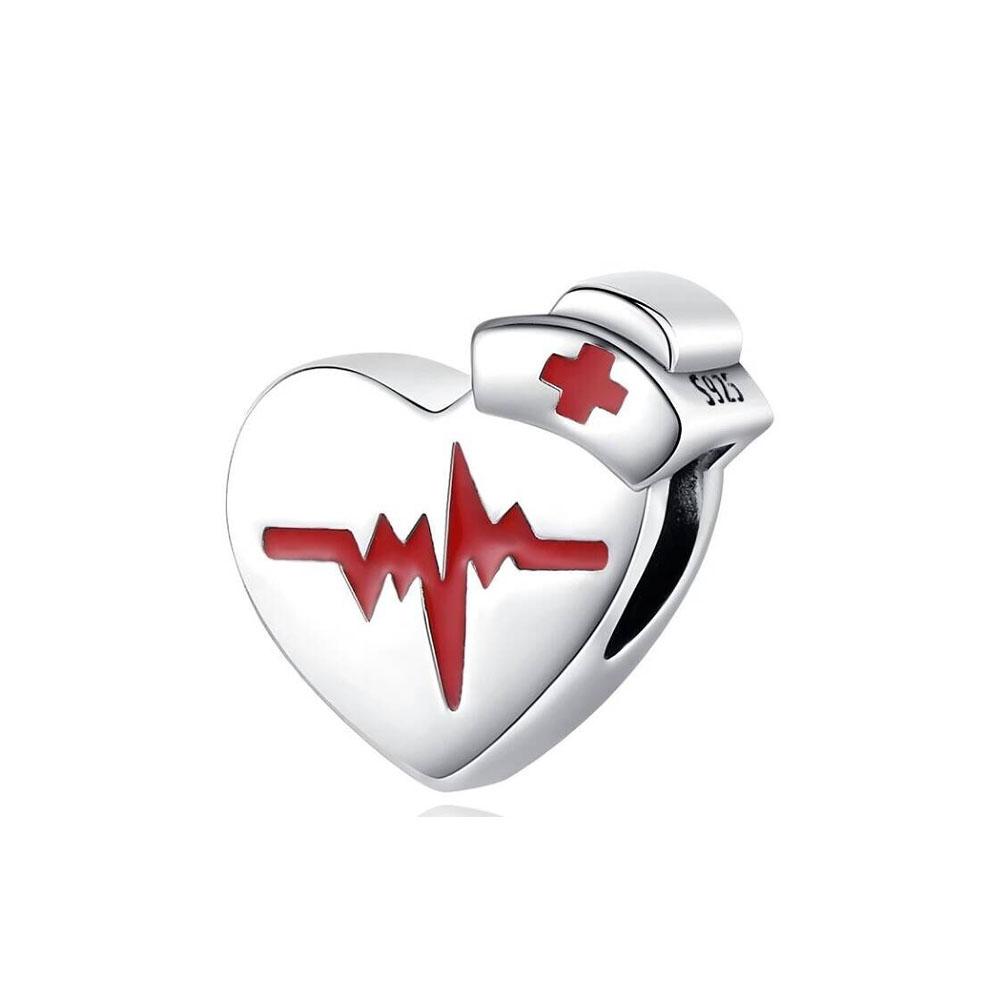 New 925 silver stethoscope angel pendant for doctor nurse European bracelet DIY jewelry gift