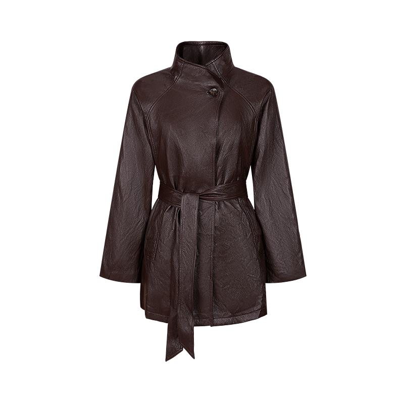 

Jiuzi Annakou Women s PU Leather Trench Coat M