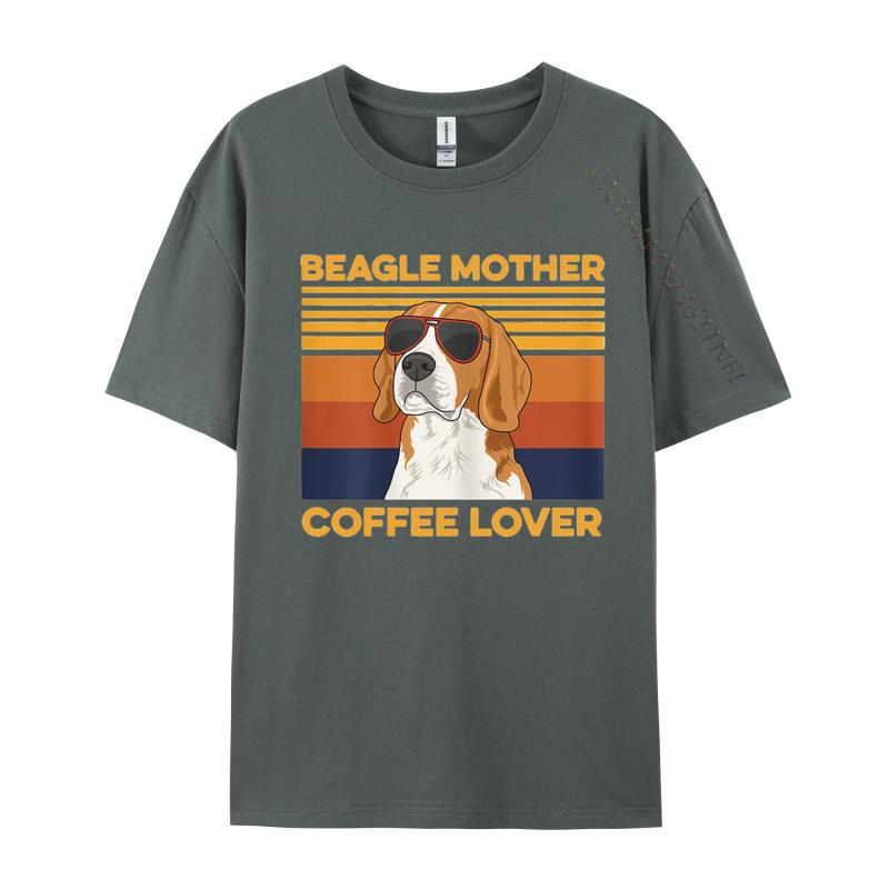 Mens TShirt Beagle Mother Coffee Lover Tee Shirt Arts Retro Cotton Clothes Graphic T Shirts 100 Cotton