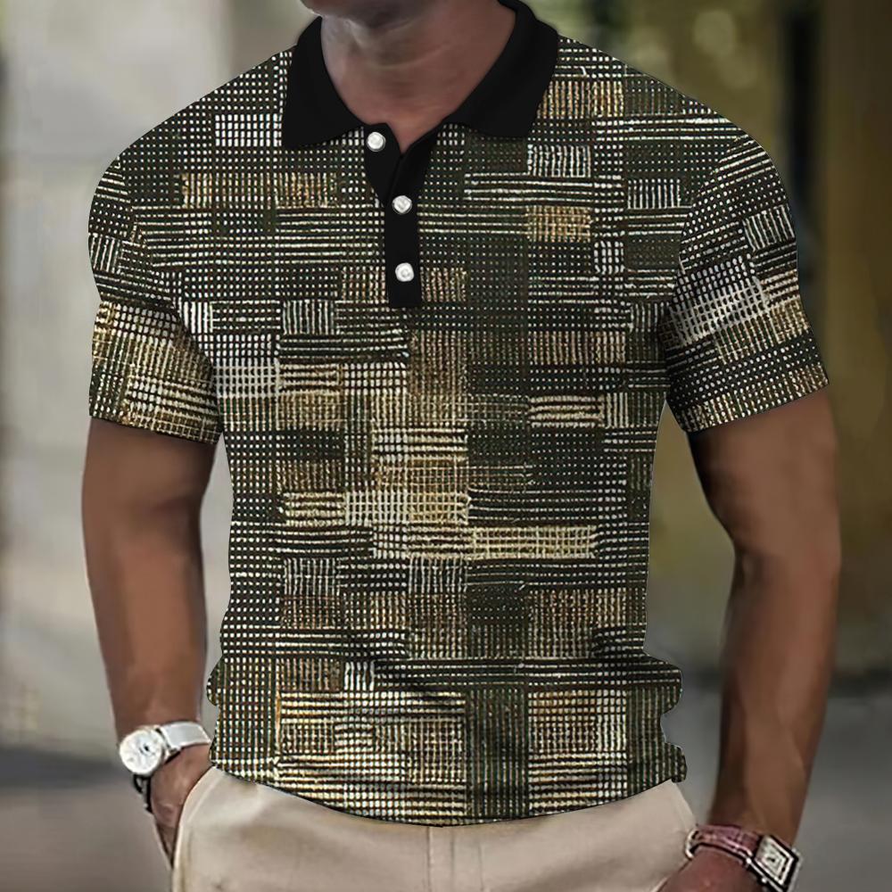 Trendy Short-sleeve Polka Dot Polo Shirt, Perfect for Casual Daily Wear.