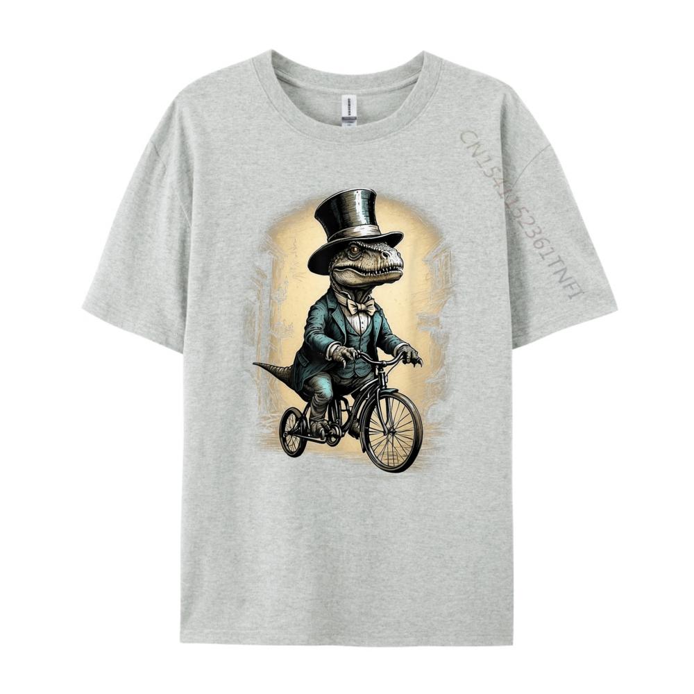 Vintage Dinosaur Trex Riding Bike Funny Dino Lover Sports T Shirt Men Men Long Sleeve Tee Mothers Day