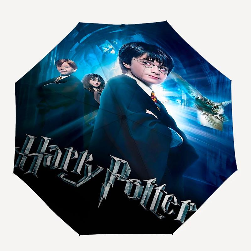 

1pc Harry Potter and the Philosopher s Stone Automatic Folding Umbrella - Compact 8-Rib Design, Durable Plastic & Iron1209L