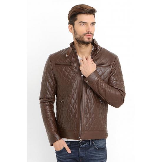 

Мужское пальто Slim Fit стеганое мужское пальто из натуральной кожи с вышивкой 4XL кофейный