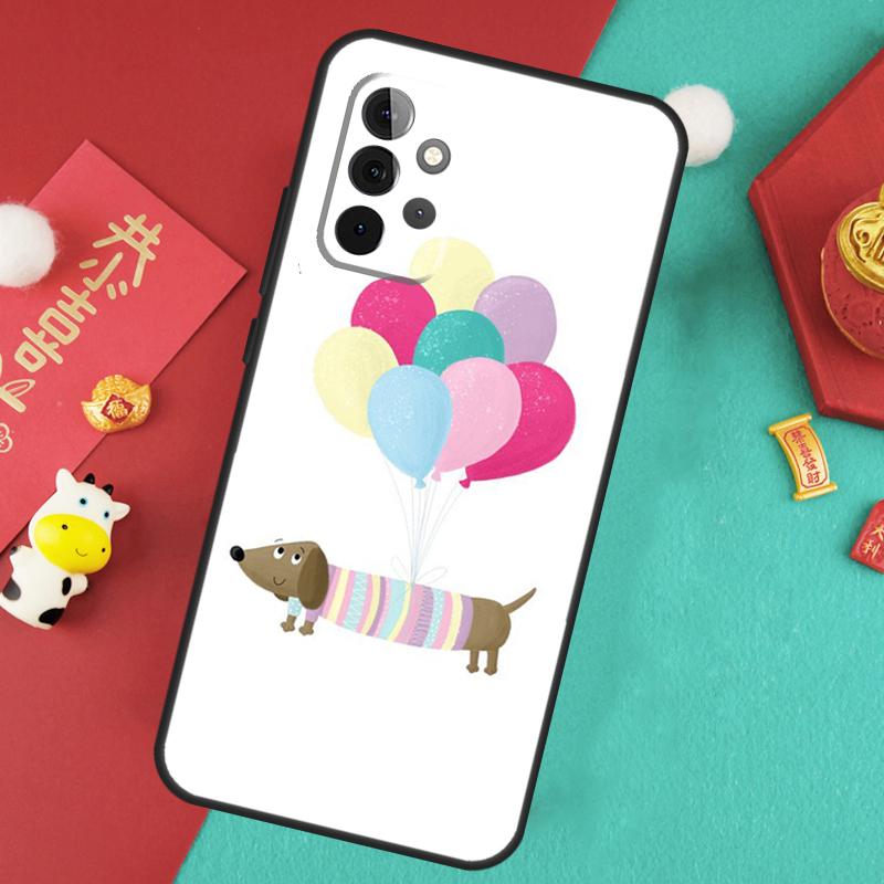 Cartoon Dachshund Sausage Dog Case For Samsung Galaxy A13 A33 A53 A15 A25 A35 A55 A54 A34 A14 A71 A51 A12 A32 A52 Cover