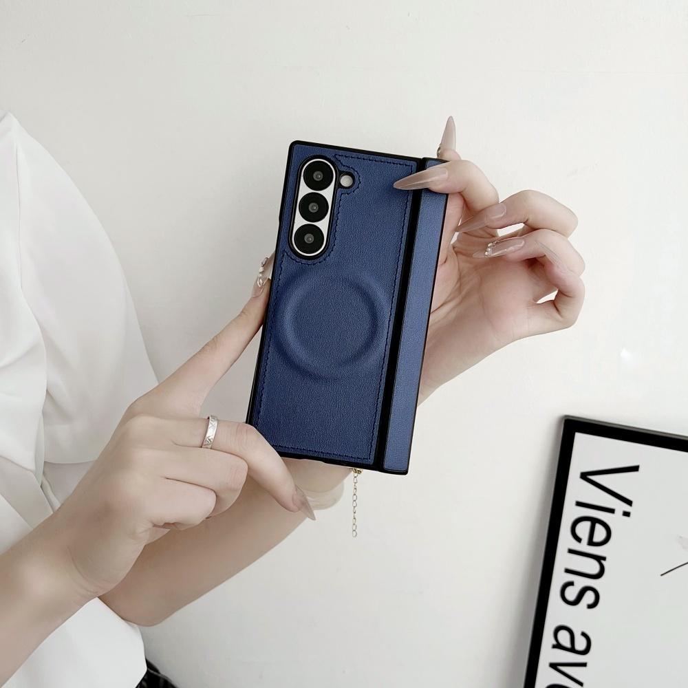 Luxury Leather Matte Shockproof Case for Samsung Galaxy Z Fold 7 6 5 4 3 Fold7 Zfold Magnetic Wireless Charging Business Cover
